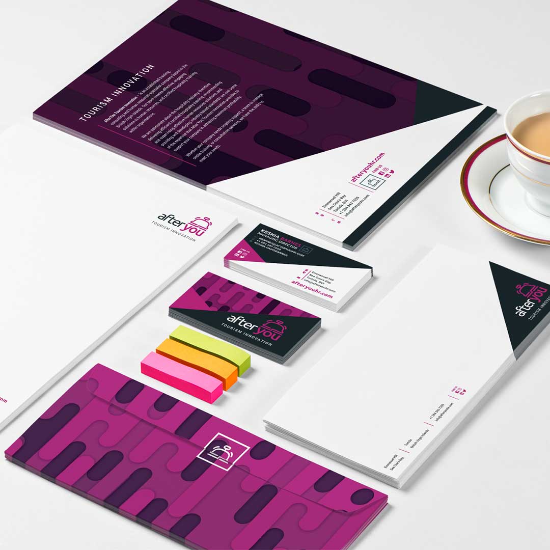 Business Letterhead, envelope, booklet, and business card stationery design set.