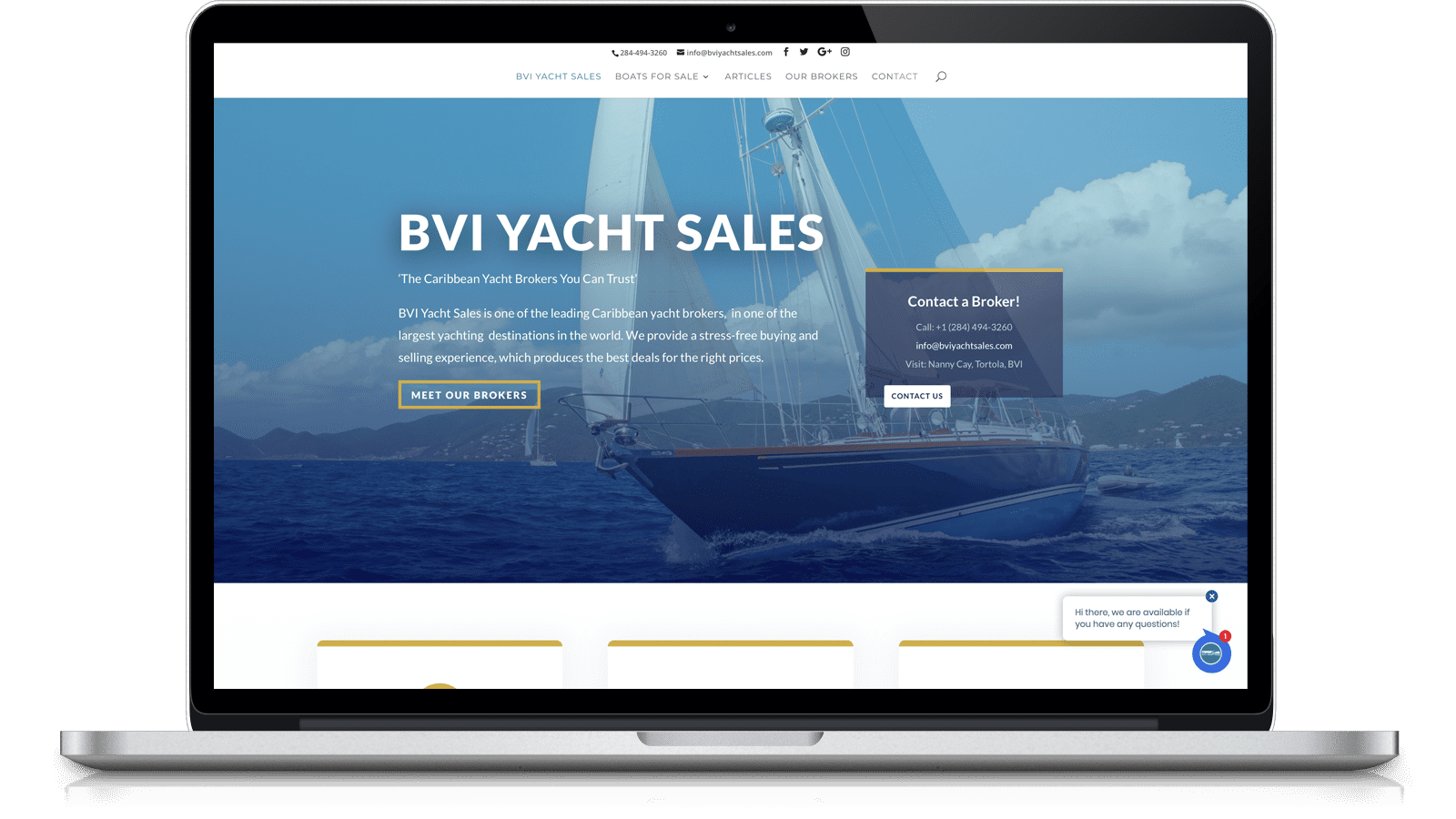 BVI yacht sales webpage